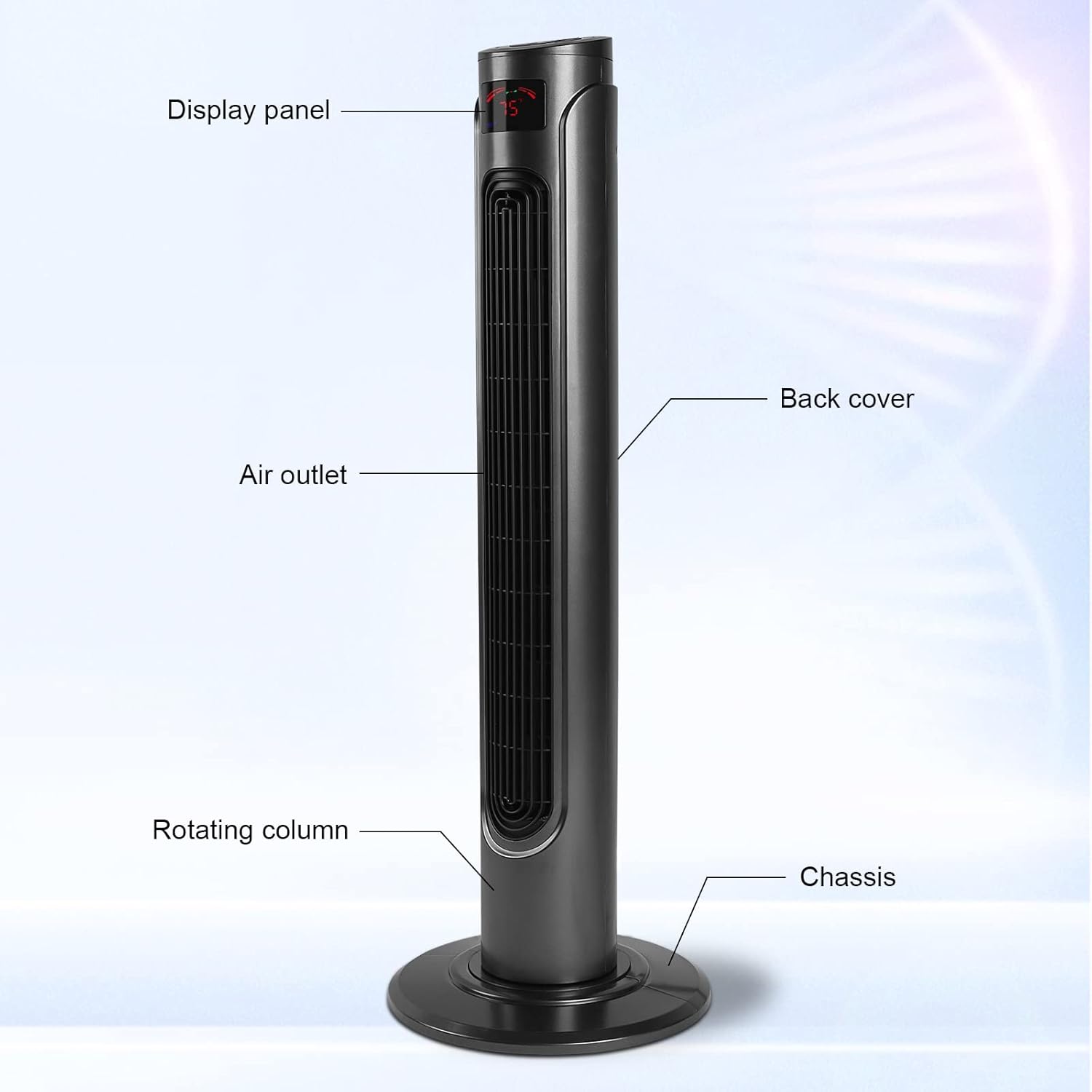 36 Inch Electric Oscillating Tower Fan With Remote Control For Indoor, Bedroom And Home Office, Black Black Plastic