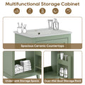 Viedo 20 Inch Modern Small Bathroom Vanity Cabinet With Ceramic Basin 20*15.5*33.3 Inches,Ample Storage,1 Soft Close Door Green Bathroom Solid Wood Mdf