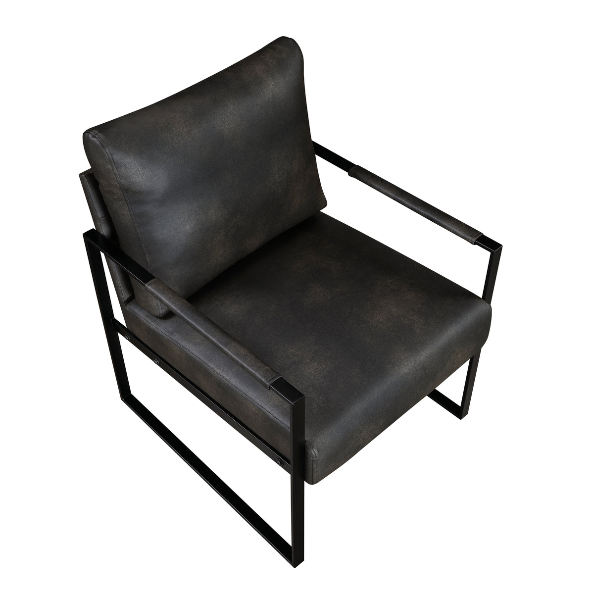 Modern Accent Chair Cushioned Seat Dark Gray Faux Leather Upholstery Black Metal Frame 1Pc Style Comfort Durability Elegance Look Dark Gray Primary Living Space Industrial,Mid Century Modern,Modern