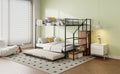 Twin Over Full Metal Bunk Bed With Trundle And Lateral Storage Ladder And Wardrobe, Black Black Metal