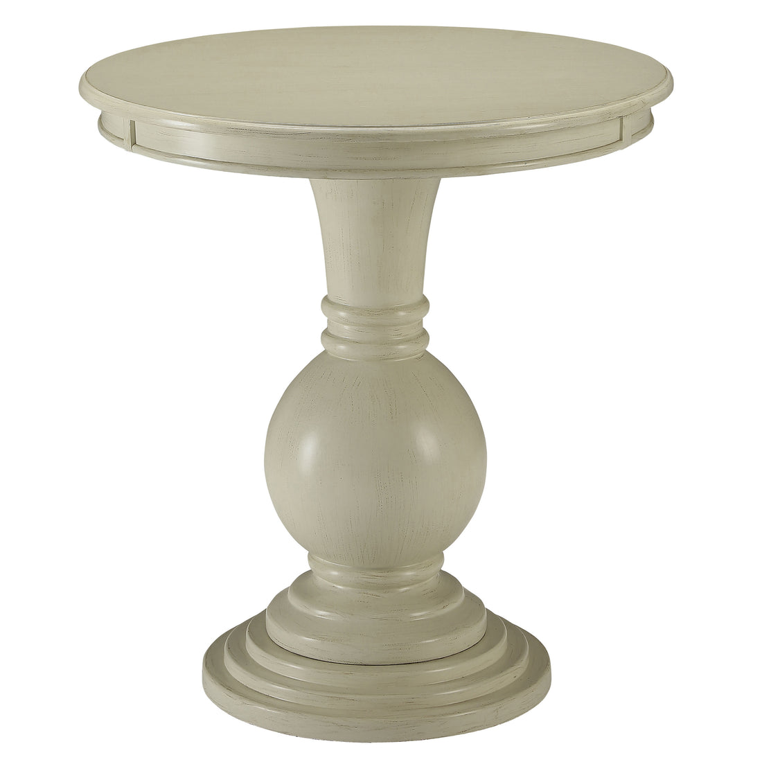 Antique White Accent Table With Pedestal Base Antique White Primary Living Space Farmhouse,Modern Round Wood Pedestal