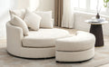 Orisfur. 360 Swivel Accent Barrel Chair With Storage Ottoman & 4 Pillows, Modern Chenille Leisure Chair Round Accent For Living Room, Cream Cream Foam Chenille
