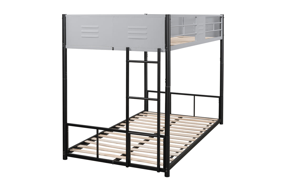 Metal Twin Over Twin Bunk Bed With Vent Board Heavy Duty Sturdy Metal Noise Reduced Safety Guardrail Cpc Certified Twin Black Metal