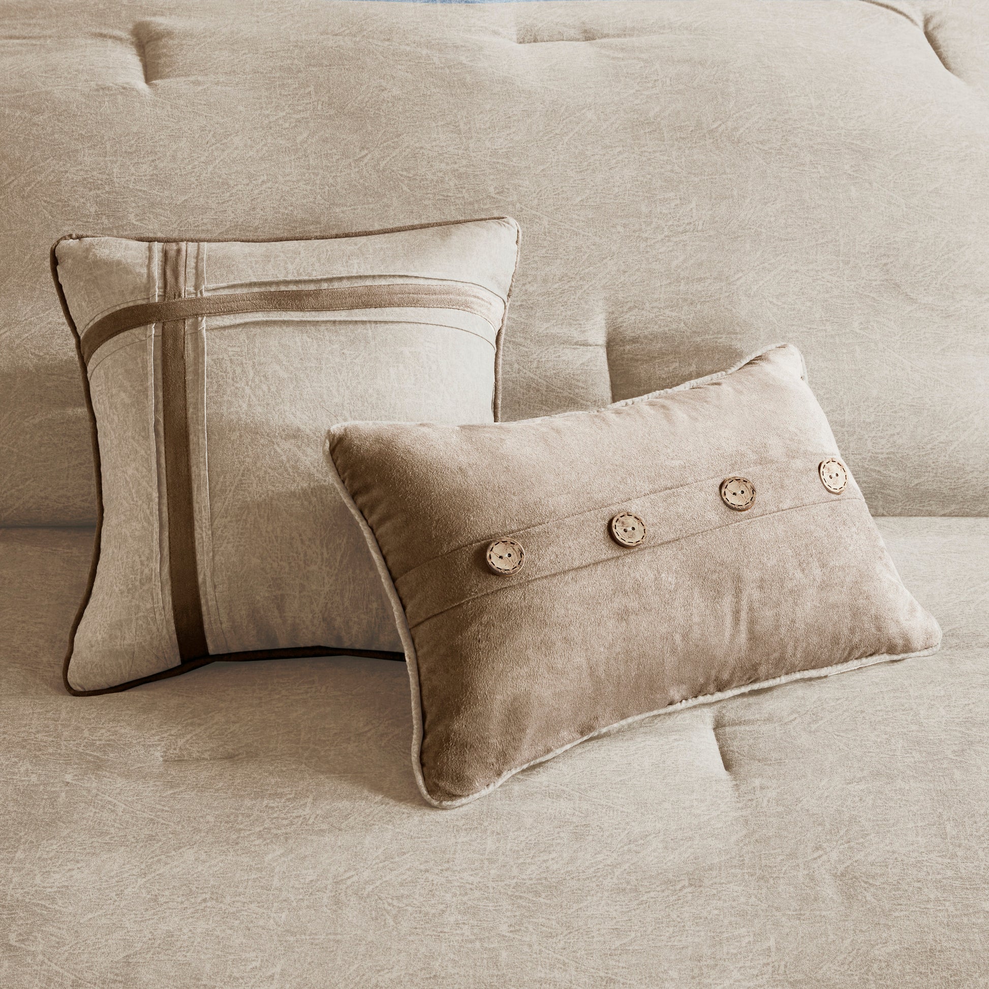 7 Piece Faux Suede Comforter Set Tan Queen Queen Tan Polyester