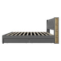 King Size Upholstery Platform Bed With Storage Headboard, 2 Drawers And Trundle, Gray King Gray Upholstered