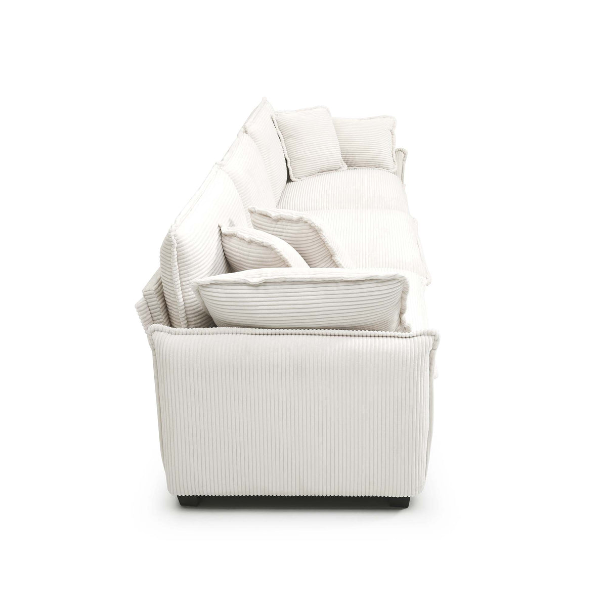 Warm And Cozy Sofa Set With Soft Cushions And Pillows, Home Theater Style Sofa Set Consisting Of A 3 Seater Sofa And Two Single Sofas In Beige Corduroy Fabric Beige Corduroy 5 Seat