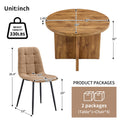 5 Piece Round Dining Table Set, Modern Round Table And 4 Upholstered Chairs For Dining Room, Kitchen Room, Living Room, Easy Assembly Metal Brown Black Dining Room 42 Inches Farmhouse,Mid Century Modern,Modern Round Round Mdf Dining Table With Chair Mdf