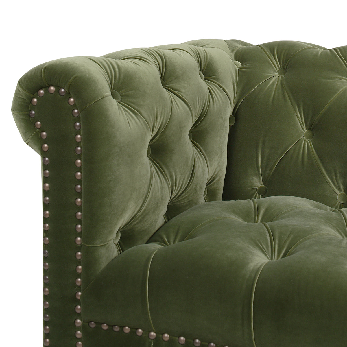 Alto 88" Tufted Chesterfield Sofa, Olive Green Performance Velvet Green Foam Velvet 3 Seat