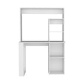 Maine Desk With Hutch And Shelves White Computer Desk Office Modern Freestanding Rectangular Shelves Desk Rectangular Particle Board Engineered Wood