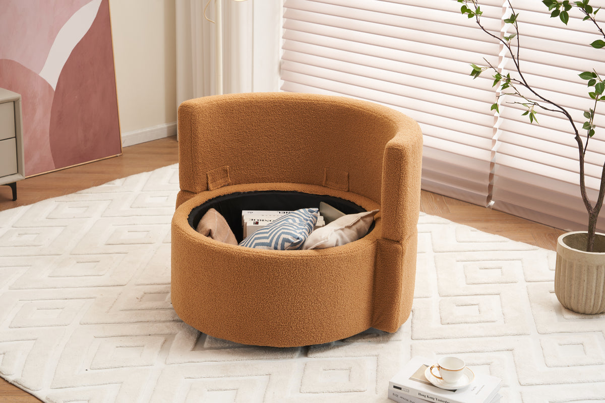 029 Teddy Fabric Swivel And Storage Chair With Back Cushion For Living Room,Khaki Khaki Primary Living Space Modern Foam Teddy