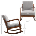 Homcom Upholstered Rocking Armchair With Wood Base And Linen Fabric Padded Seat For Living Room, Grey Grey Linen