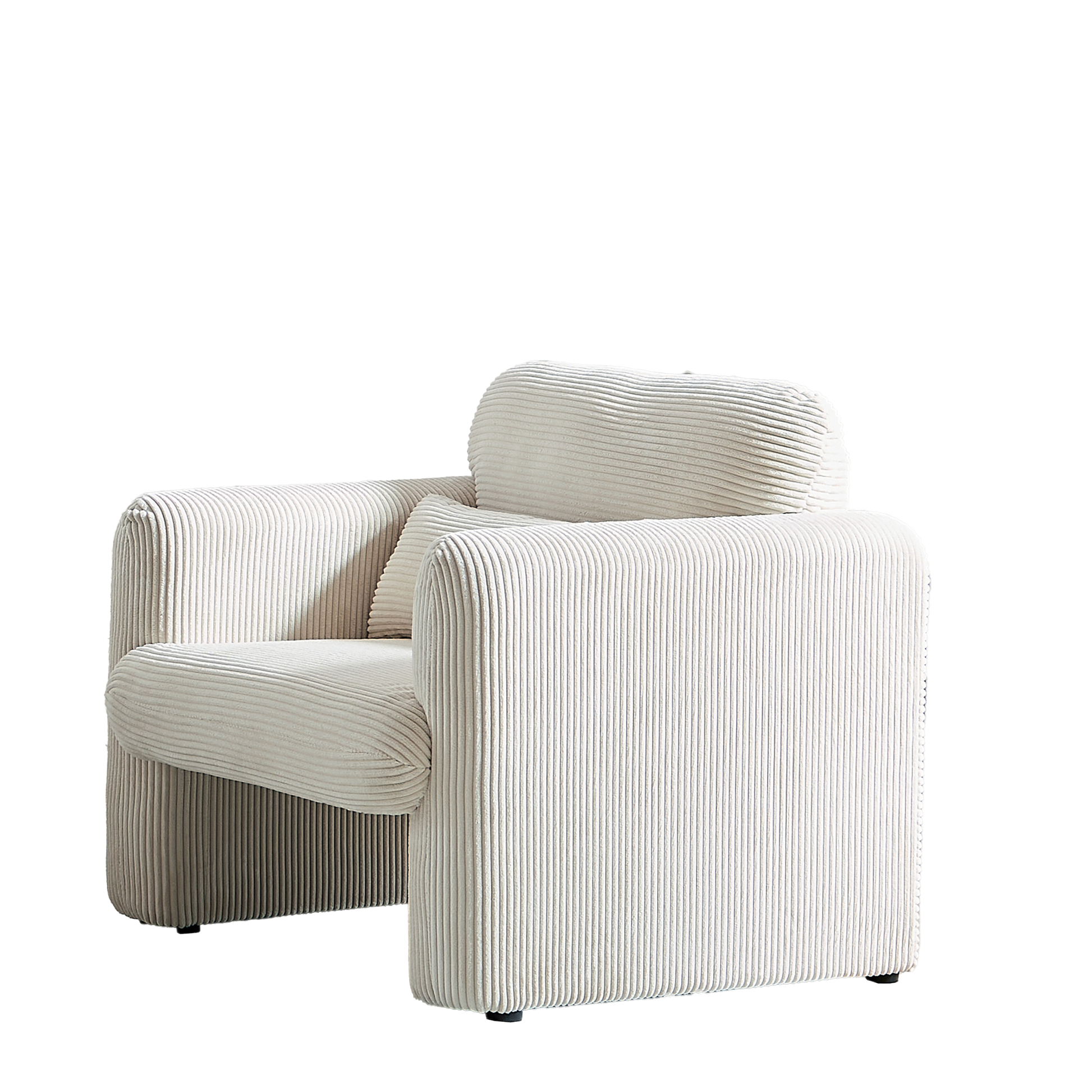 33"Corduroy Fabric Single Sofa, Modern Lounge Chairs Single Sofa With Support Pillow, For Apartment, Office, Living Room & Bedroom Beige Foam Corduroy 1 Seat