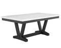 6Pc Dining Set Contemporary Style White Genuine Marble Rectangular Table Top Dove Gray Upholstery Chairs Tufted Bench Black Finish Wooden Solid Wood Dining Room Furniture Wood Wood Gray Seats 6 Wood