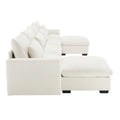 Big Deep Seat U Shaped Corduroy Sectional Couches For Living Room, 4 Seater Sofa Couch With 2 Storage Footstool And 4 Waist Pillows Corduroy, Beige Beige Corduroy 4 Seat