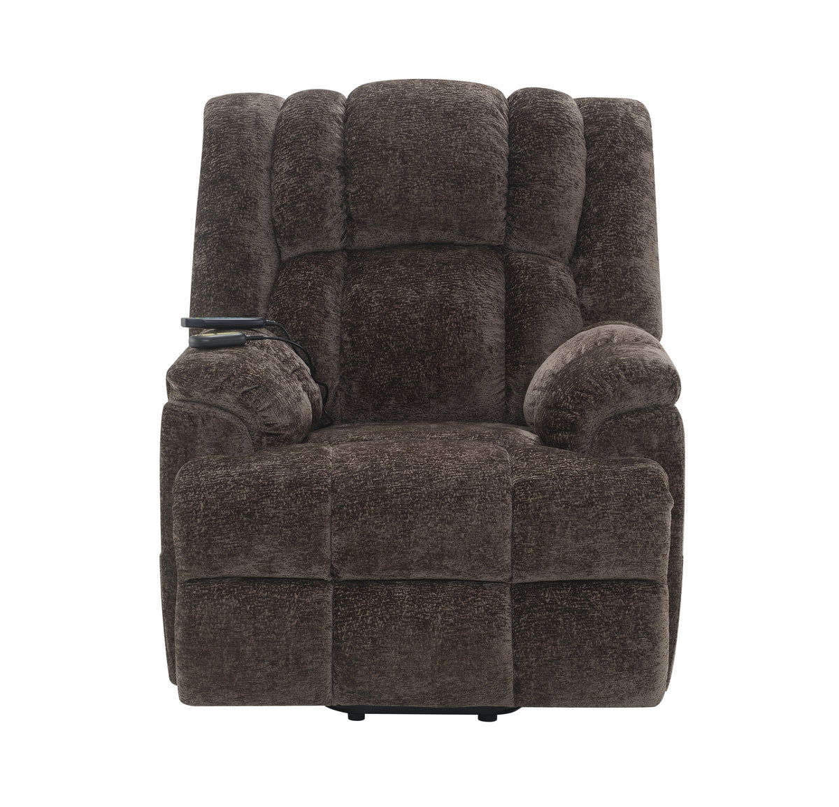 Brown Power Lift Recliner With Heating And Massage Brown Chenille Power Remote Metal Primary Living Space Tight Back Push Button Pillow Top Arms Chenille