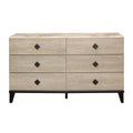 Modern Design Bedroom Furniture 1Pc Cream Finish And Black 6 Drawers Beautiful Dresser With Faux Marble Top Black,Cream Modern Wood
