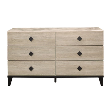 Modern Design Bedroom Furniture 1Pc Cream Finish And Black 6 Drawers Beautiful Dresser With Faux Marble Top Black,Cream Modern Wood