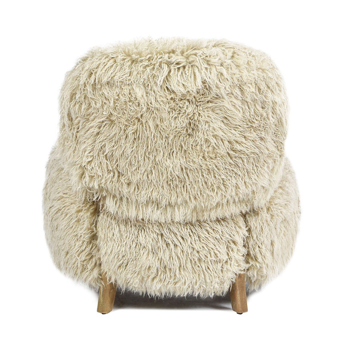 Enchante 28.5" Mongolian Sheepskin Accent Arm Chair, Taupe Beige Genuine Fur Taupe Natural Foam Fur