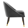 Avalon Velvet Accent Chair Charcoal Dark Gray Faux Leather