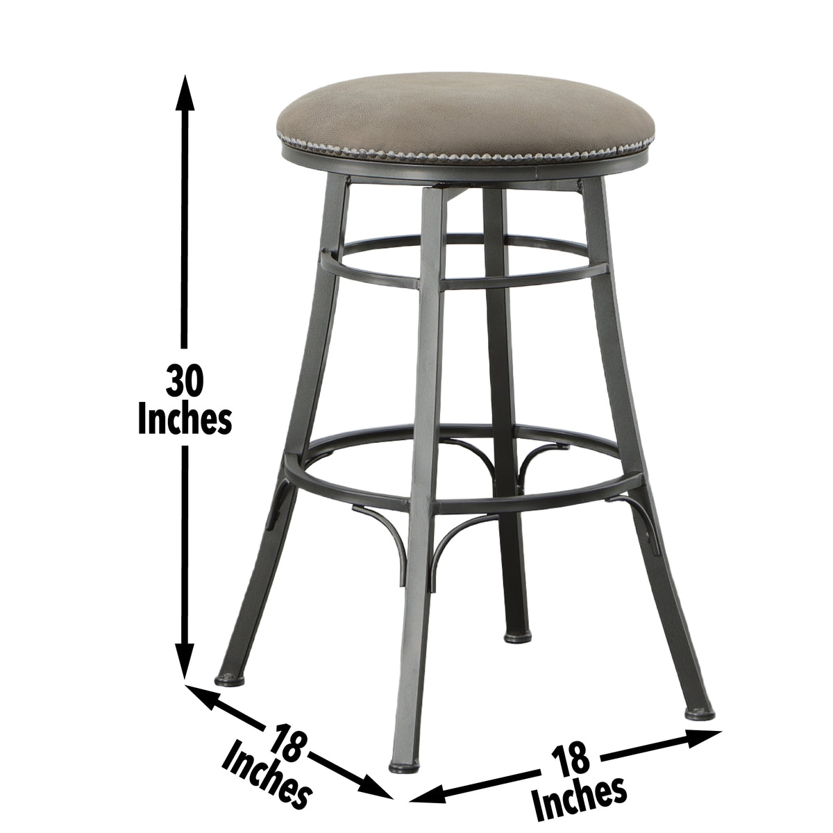 Bali Backless Swivel Bar Chair Gray Dark Gray Wood