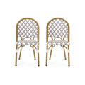 French Bistro Chair White Gray Rattan