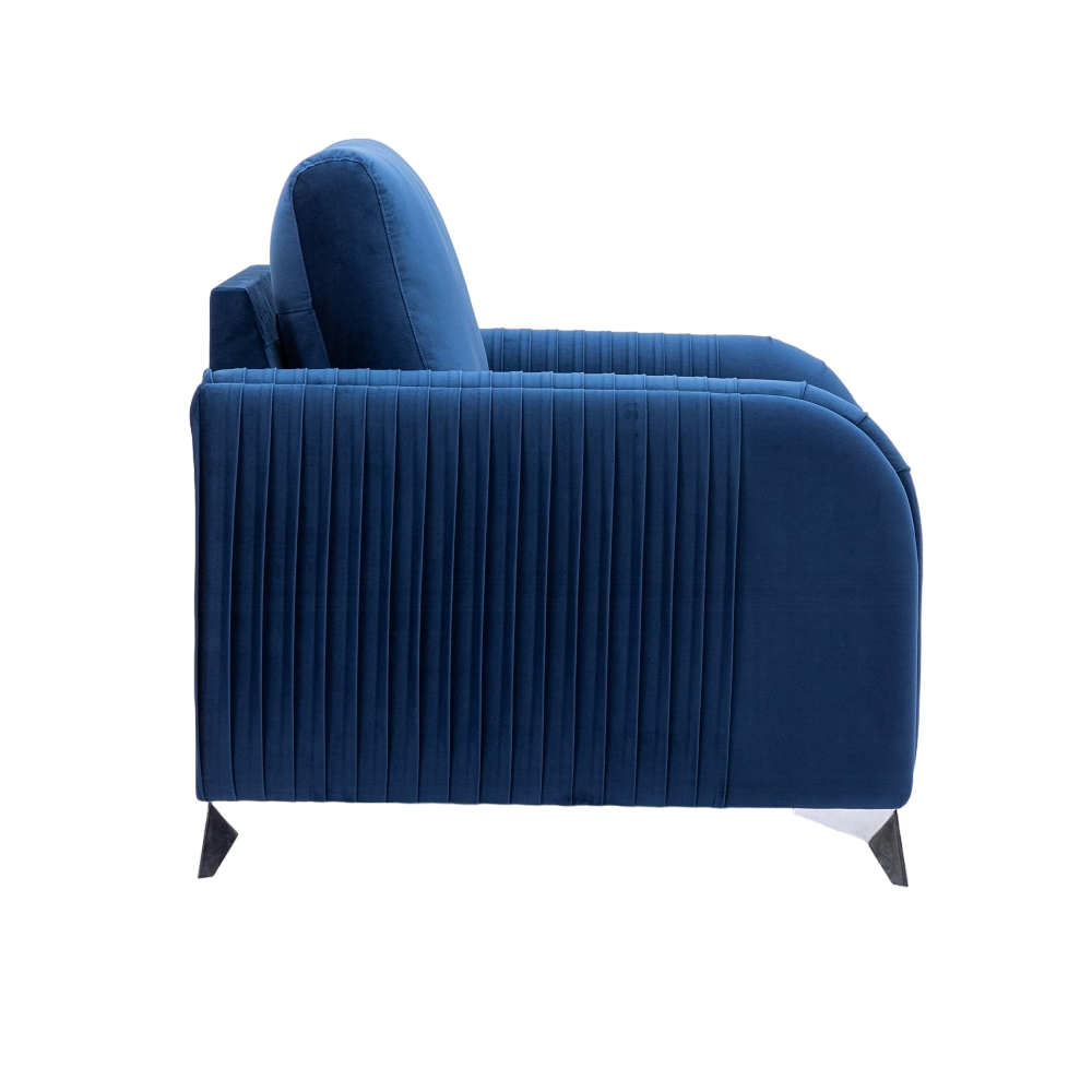 Blue Accent Chair With Metal Leg With Chrome Trim Accents Blue Primary Living Space Modern Wood Fabric