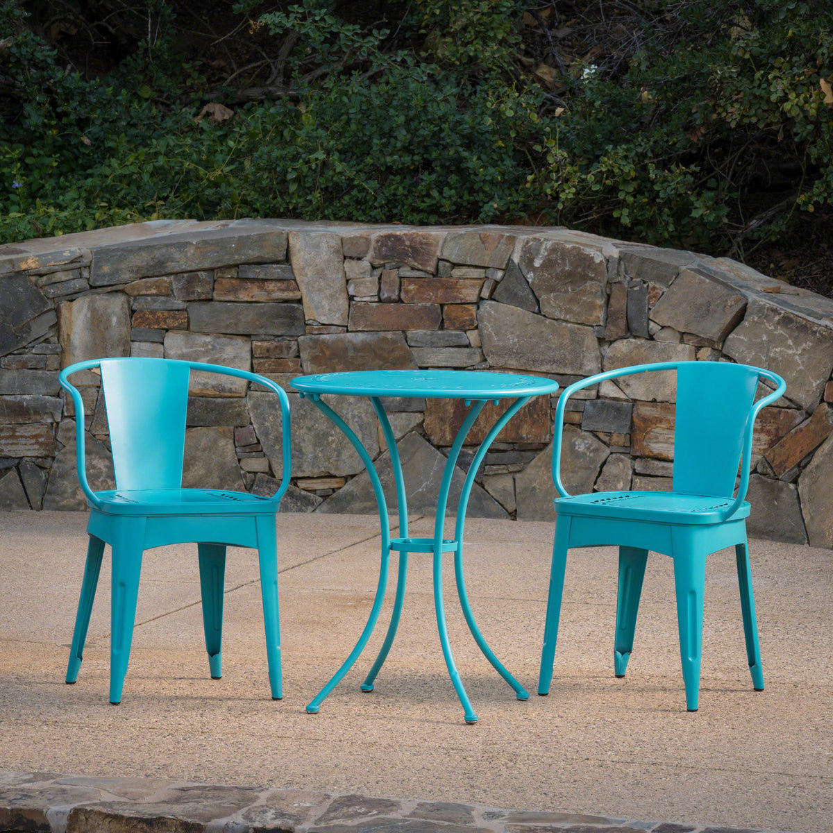 Lourdes 3 Pc Kd Metal Set Teal Iron