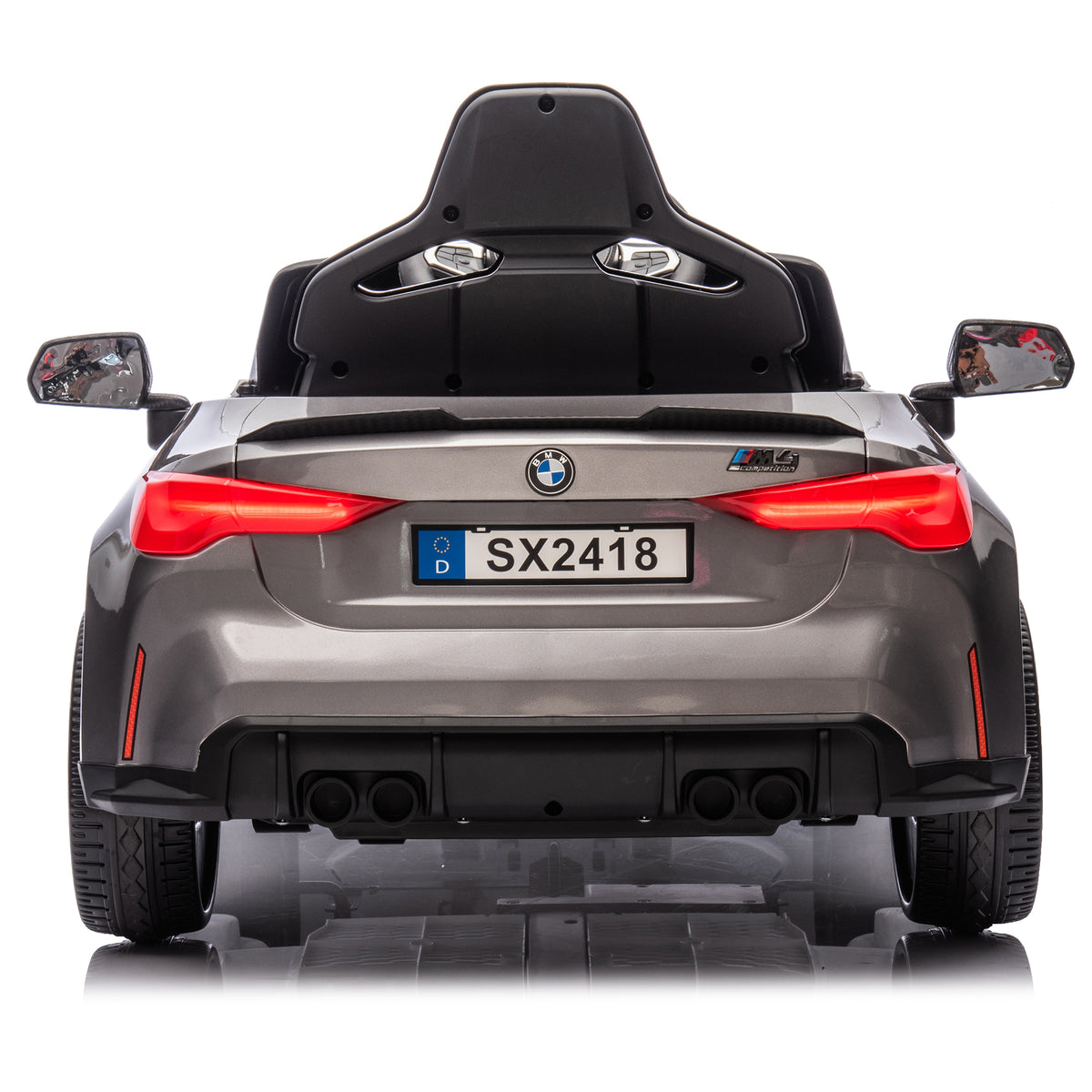Bmw M4 12V Kids Ride On Painting Toy Car 2.4G W Parents Remote Control,Three Speed Adjustable,Power Display, Usb,Mp3 ,Bluetooth,Led Light,Story,A Handle With Wheels And A Pull, Easy To Carry Silver Polypropylene