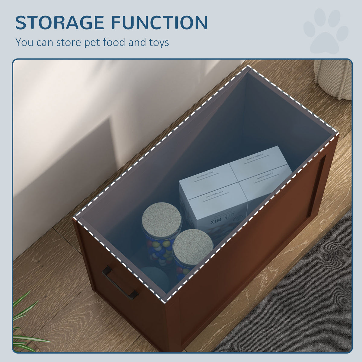 Pawhut Raised Pet Feeding Storage Station With 2 Stainless Steel Bowls Base For Large Dogs And Other Large Pets, Brown Brown Mdf