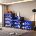 Black Led Light Shoe Box Three Layers With Glass Doors Freestanding 3 4 Shelves Black Primary Living Space Built In Lighting American Design Wood Glass