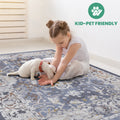 2X8 Blue Traditional Non Shedding Living Room Bedroom Dining Home Office Stylish And Stain Resistant Area Rug Blue Polyester