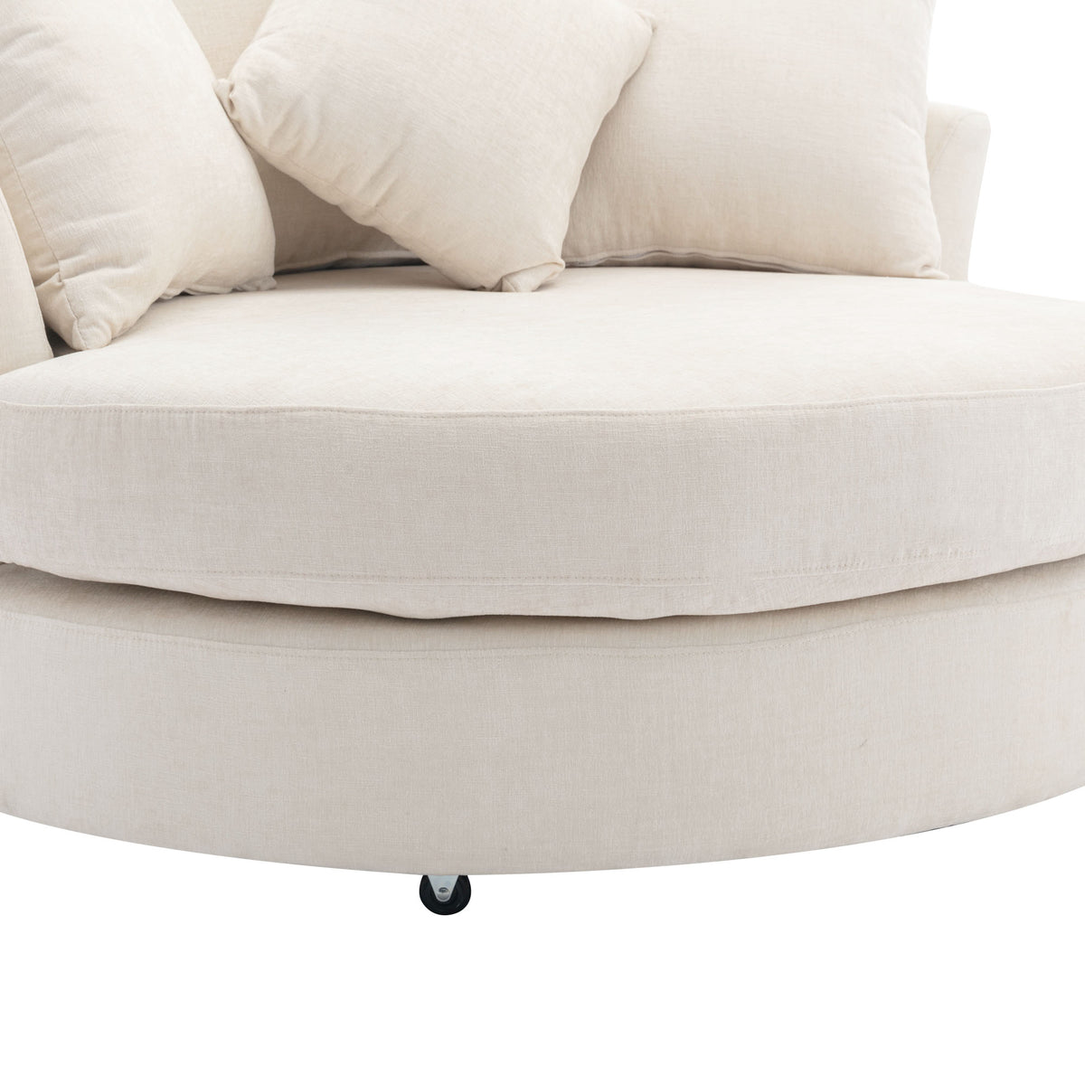 Orisfur. 360 Swivel Accent Barrel Chair With Storage Ottoman & 4 Pillows, Modern Chenille Leisure Chair Round Accent For Living Room, Cream Cream Foam Chenille