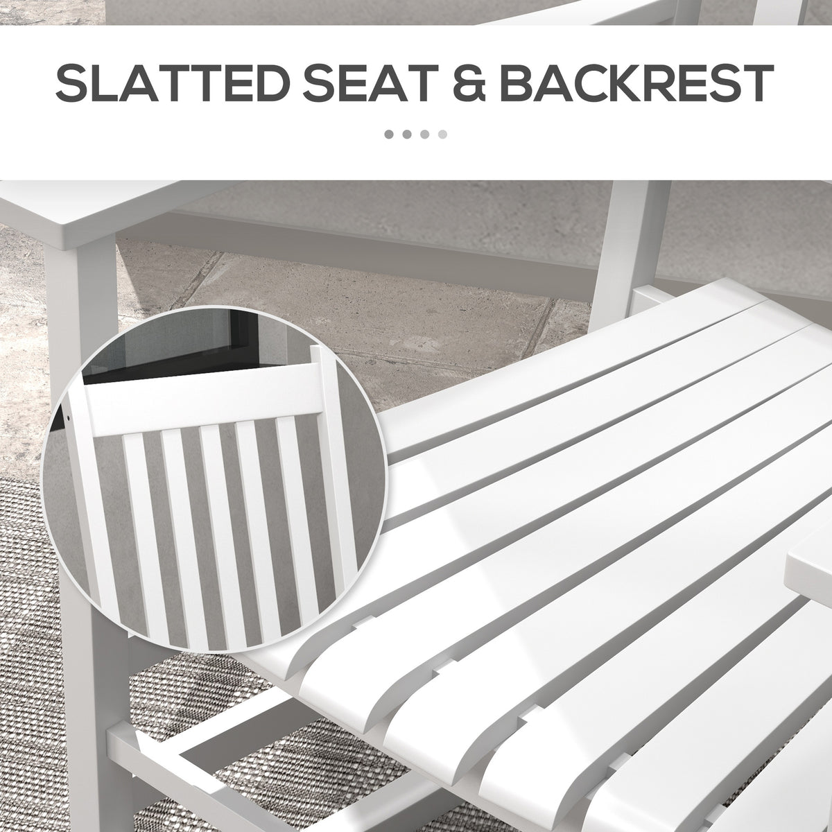 Outsunny Outdoor Rocking Chair Set Of 2 With Side Table, Patio Wooden Rocking Chair With Smooth Armrests, High Back For Garden, Balcony, Porch, Supports Up To 352 Lbs., White White Wood