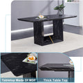 Table And Chair Set.This Modern Dining Table With Mdf Marbled Design Gives You A Luxurious And Elegant Feel.Paired With Multiple Chairs With Pu Artificial Leather Backrest Cushions And Black Legs. Black Seats 4 Mdf