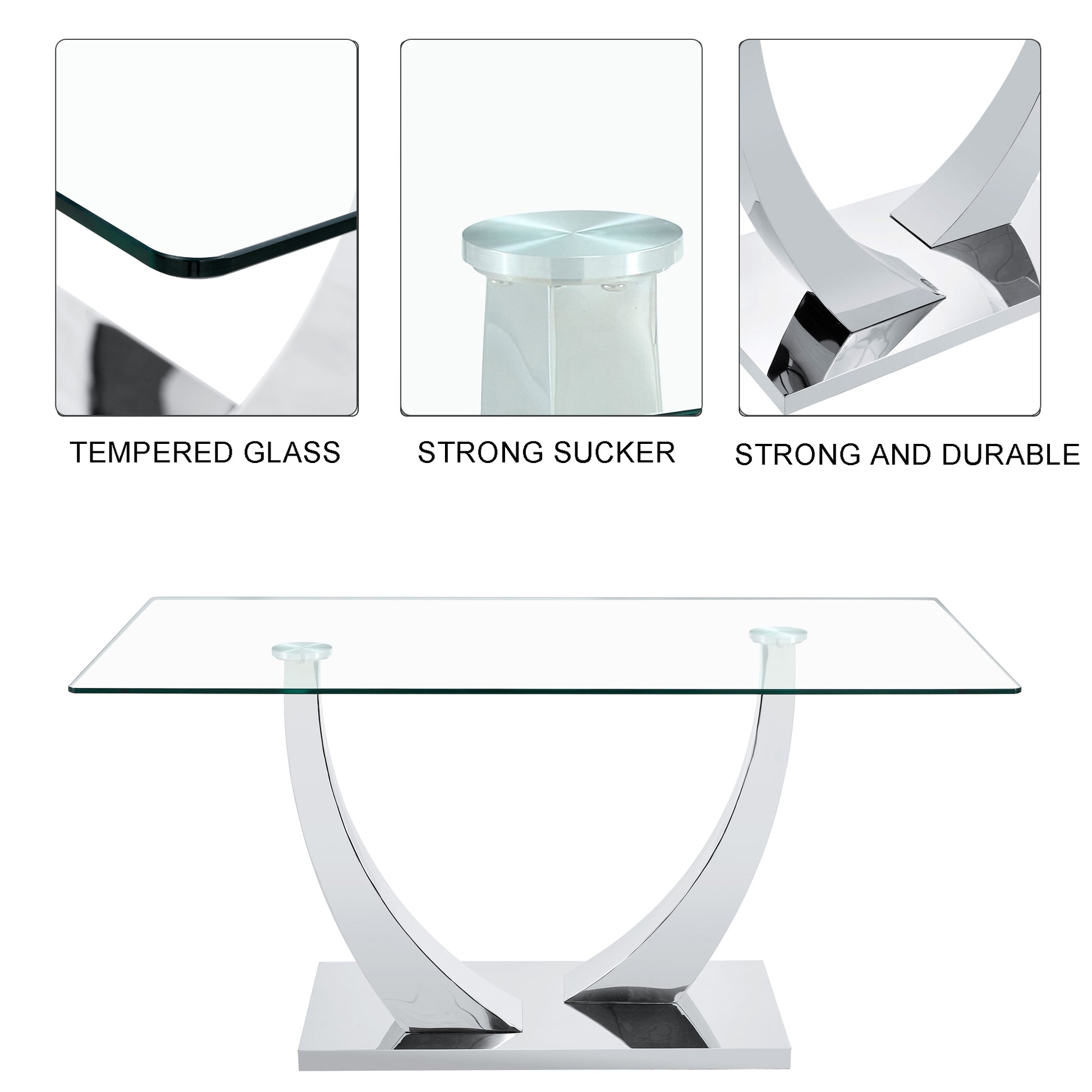 Table And Chair Set, Modern Dining Table, Tempered Glass Tabletop And Silver Colored Leg Table, Soft And Comfortable Dining Chair, Perfect For Dinner, Meetings, Home And Office Decor Gray Seats 6 Glass
