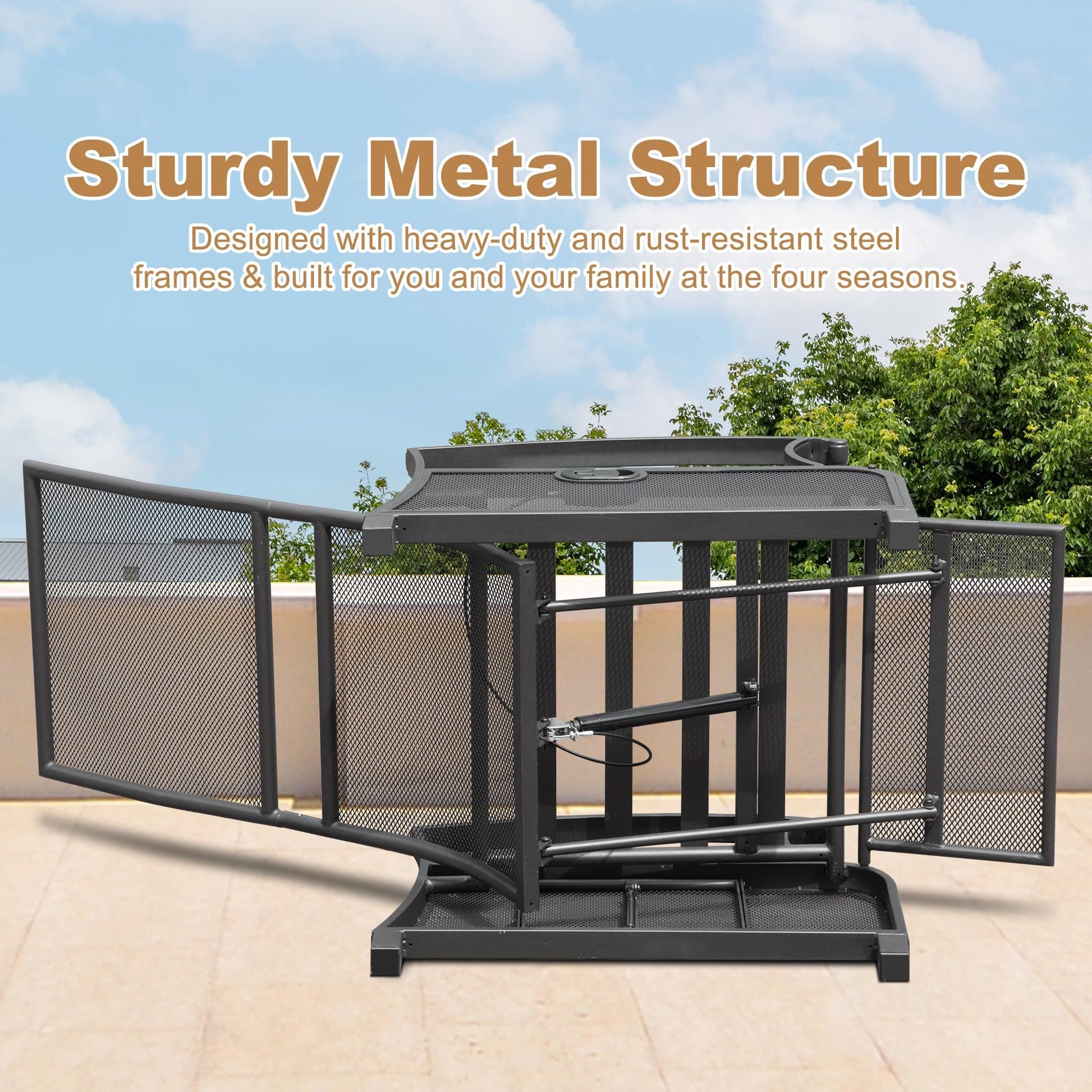 Adjustable Patio Recliner Chair Metal Outdoor Lounge Chair With Flip Table Push Back, Adjustable Angle, 6.8'' Removable Cushions, Support 350Lbs, Beige Yes Beige Garden & Outdoor Metal