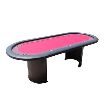 96" Poker Table For 10 Players With Speed Cloth Wooden Texture Racetrack Luna Legs Model 16365 Red Red Primary Living Space Modern Wood