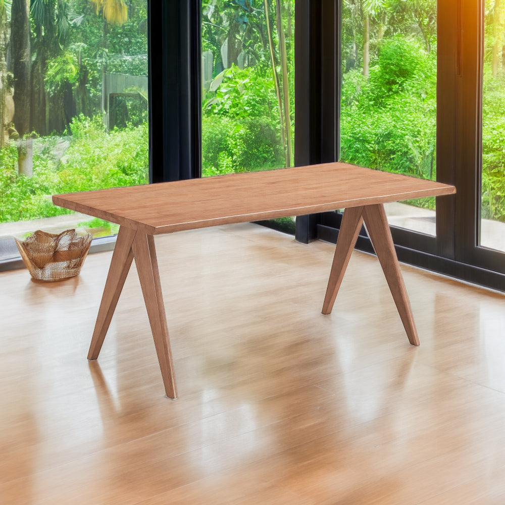 Natural Dining Table With Wooden Leg Natural Seats 6 Dining Room Modern Rectangular Wood