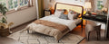 Queen Size Wood Storage Platform Bed With Led Light, Rattan Headboard, Espresso Box Spring Not Required Queen Antique Espresso Wood Bedroom Bed Frame Wood Rattan