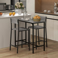 Homcom 3 Piece Bar Table And Chairs, Industrial Dining Table Set For 2, Counter Height Kitchen Table With Bar Stools, Breakfast Table Set For 2 For Small Space, Gray Grey Mdf