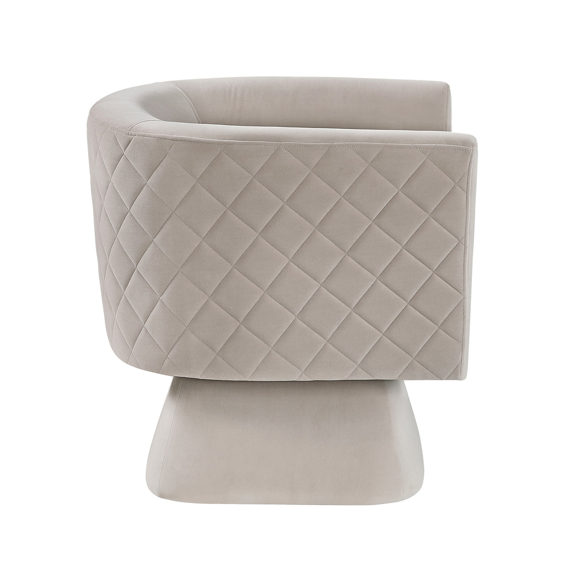 1Pc Swivel Chair Taupe Velvet Fabric Upholstery Solid Wood Diamond Pattern Stitched Back Comfort Chair Living Room Furniture Taupe Primary Living Space Contemporary Plywood,Solid Wood
