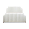 Addison King Channel Tufted Panel Bed Frame, Cloud White Performance Velvet Box Spring Required King White Wood Foam Velvet Velvet