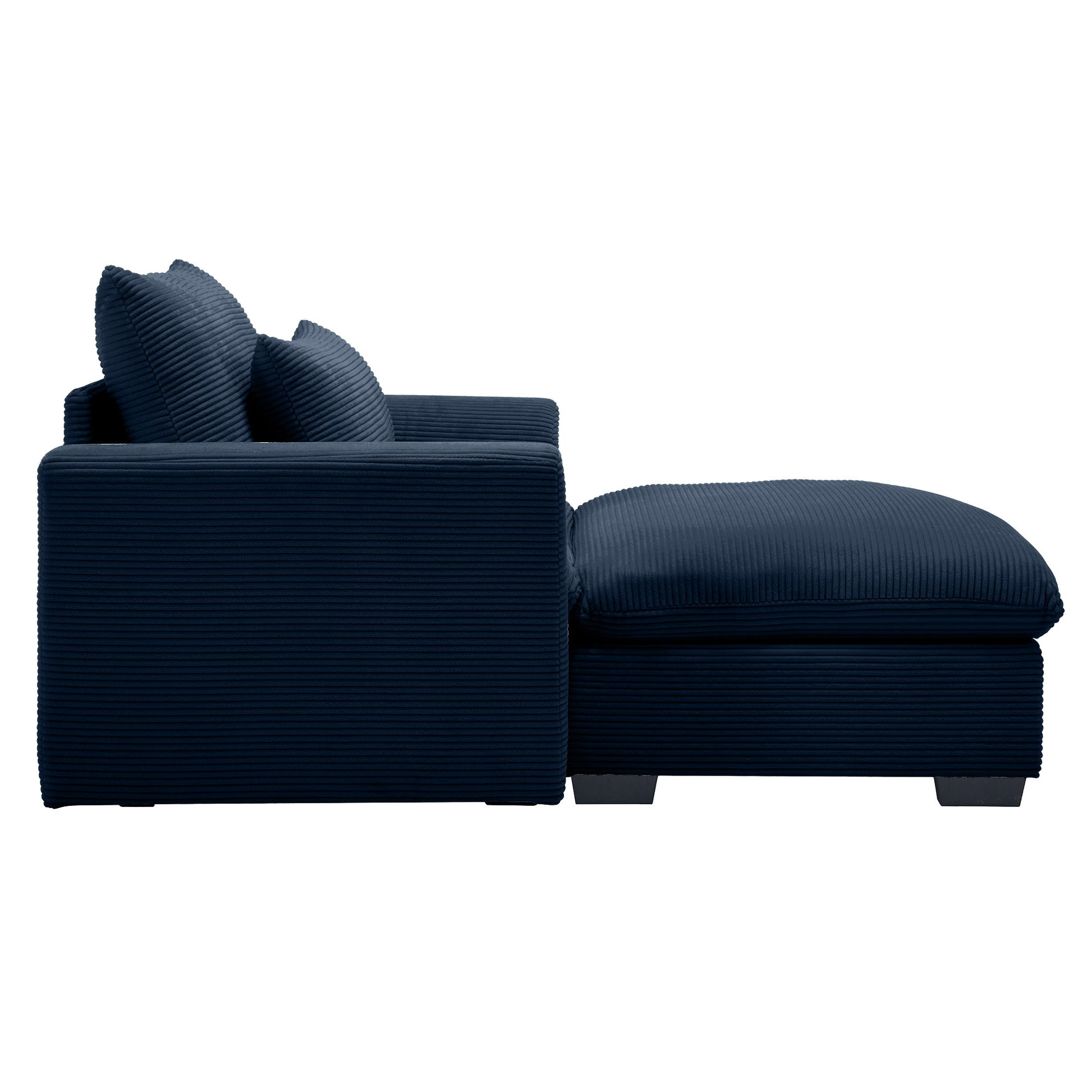 Bule Corduroy Sofa Couch, Modular Couch With Storage Ottoman, Couch Deep Seat Couches For Modern Living Room Apartment Office Blue Corduroy 1 Seat