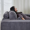 62.5 Inch Corduroy Sponge Sofa Lounge Chair With Removable Footrest,No Assembly Required,Fluffy Modern Sleeper Chair For Indoor Living Room Bedroom Grey Foam Corduroy 1 Seat