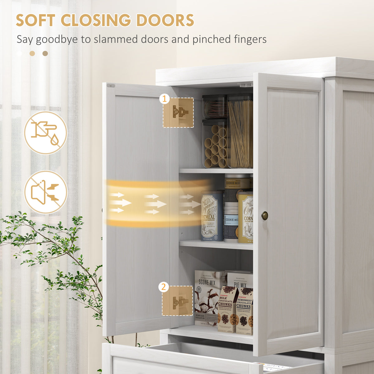Homcom 72.5" Tall Farmhouse Kitchen Pantry Storage Cabinet, Freestanding Kitchen Cabinet With 4 Doors, Drawer And Adjustable Shelves For Dining Room, Distressed White White Mdf
