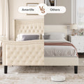 Lift Up Velvet Beige King Size Bed Box Spring Not Required King Beige Wood Light Brown Bedroom American Design Poplar Slat Beds Foam Velvet Upholstered