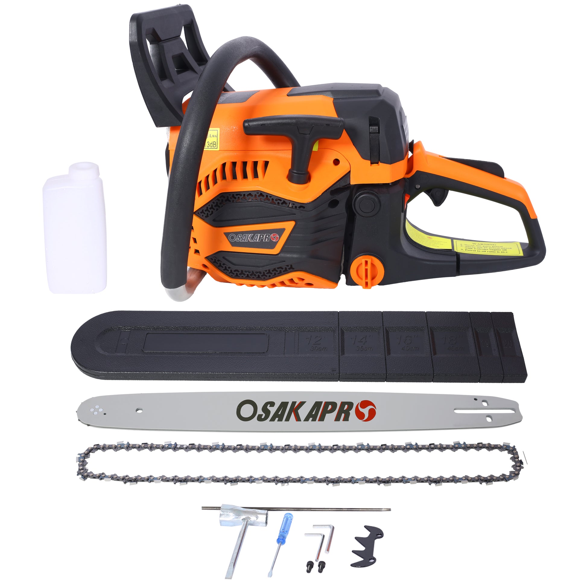 62Cc Gas Powered Chainsaw, 22Inch 2 Cycle Petrol Handheld Chain Saw, Gasoline Gas Chainsaws For Tree Wood Cutting,Epa Compliant Orange Aluminium