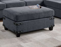 Living Room Furniture Charcoal Chenille Sectional W Ottoman Linen Like Fabric Sofa Reversible L R Chaise Ottoman 3Pc Sectional Sofa Charcoal Chenille Wood Primary Living Space Cushion Back