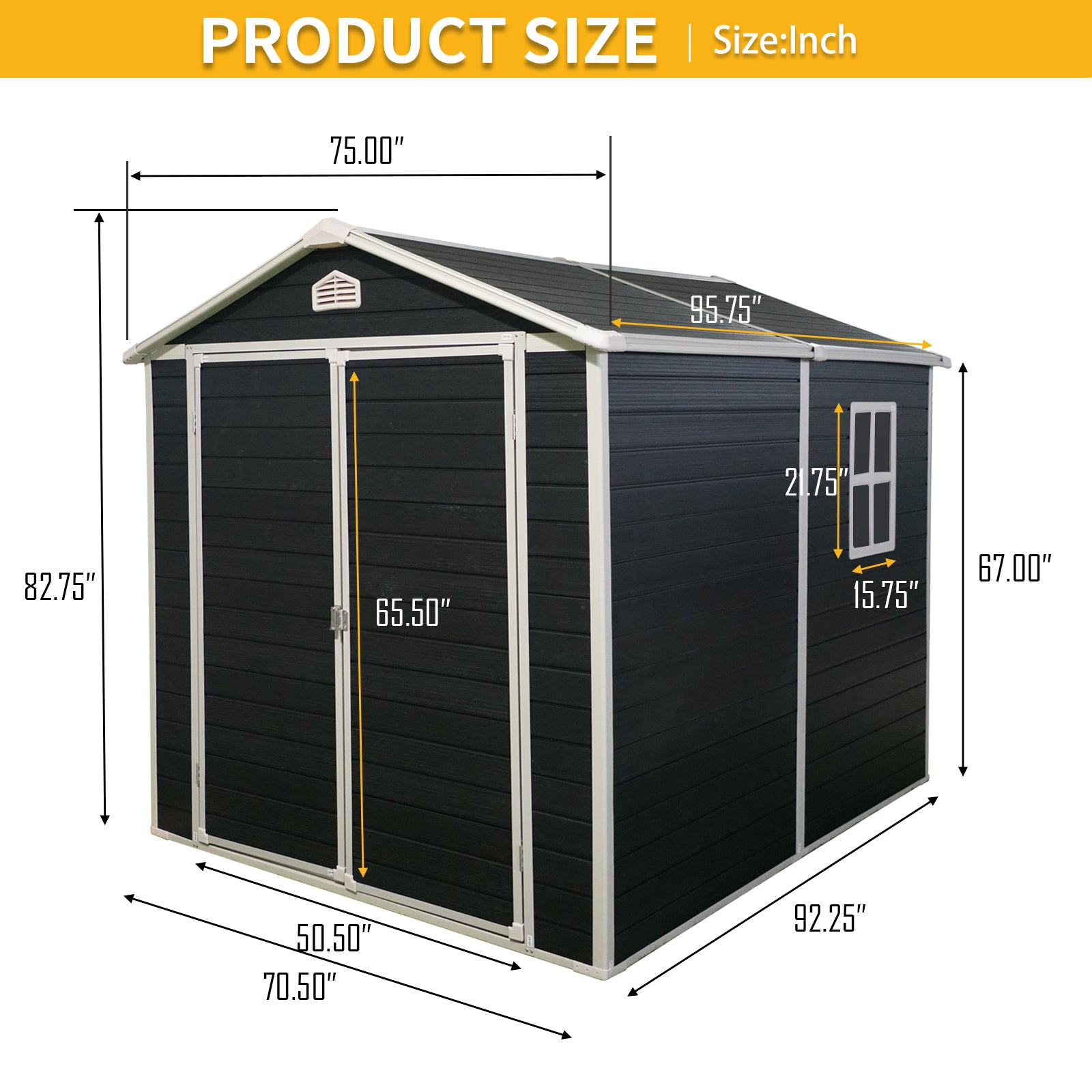 6X8Ft Resin Outdoor Storage Shed Kit Perfect To Store Patio Furniture,Black Black Plastic