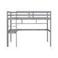 Twin Size Loft Bed With Desk And Shelves, Safety Guardrail And Ladder,Grey Twin Grey Pine